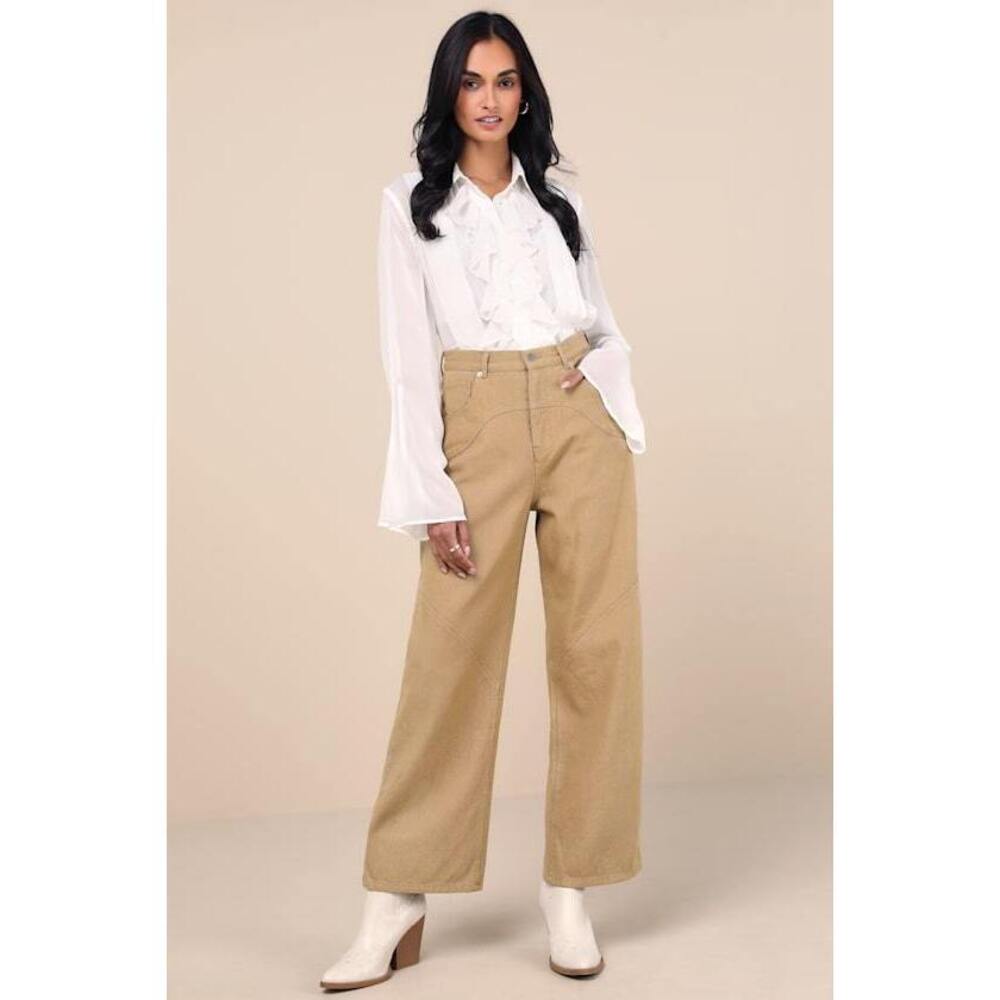 Lulus Coveted Element Tan Twill Carpenter Pants Brown - Size M